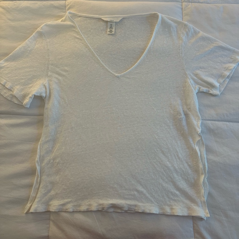 H&M White Linen Jersey Top 🤍😎🕊️
